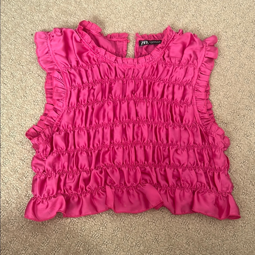 Zara Pink Ruched Sleeveless Blouse